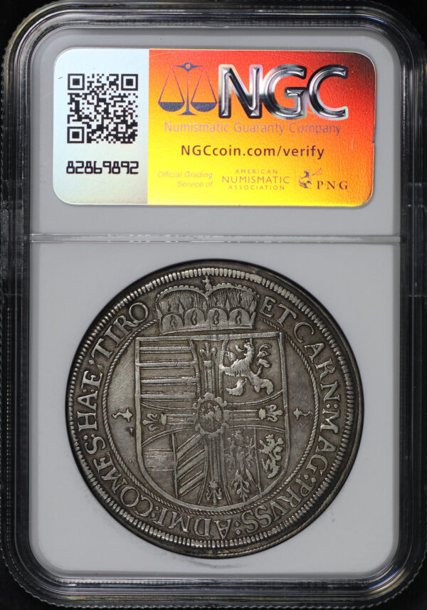Reverse of this 1615 CO Austria  Taler Hall Dav-3321A NGC XF-45