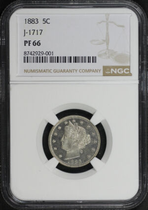 Obverse of this 1883 Liberty Nickel Pattern J-1717 NGC PF-66