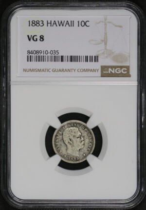 Obverse of this 1883 Dime Hawaii NGC VG-8