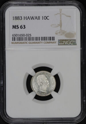 Obverse of this 1883 Hawaii 10c NGC MS-63