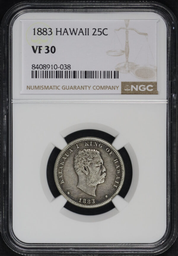 Obverse of this 1883 Quarter Hawaii NGC VF-30