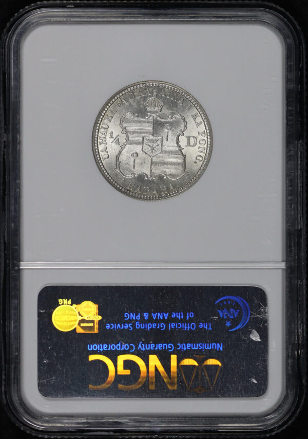 Reverse of this 1883 Kingdom of Hawaii Silver Quarter NGC MS-63