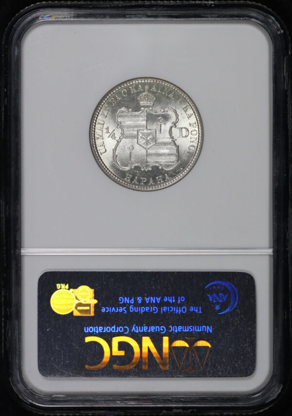 Reverse of this 1883 Kingdom of Hawaii Silver Quarter NGC MS-64
