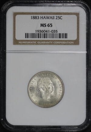 Obverse of this 1883 Liberty Seated Quarter Hawaii NGC MS-65