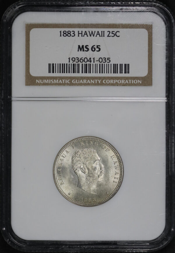 Obverse of this 1883 Liberty Seated Quarter Hawaii NGC MS-65