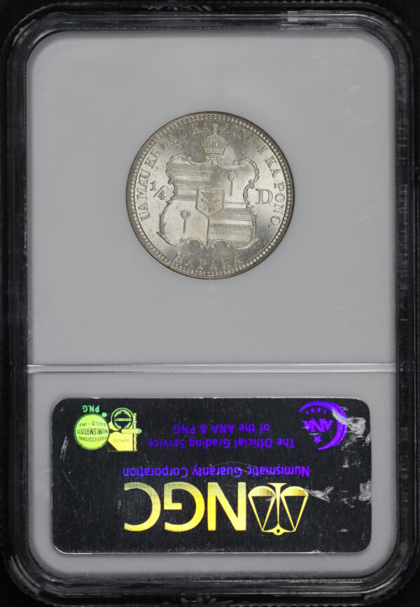 Reverse of this 1883 Liberty Seated Quarter Hawaii NGC MS-65