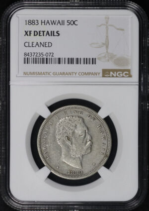 Obverse of this 1883 Hawaii Half Dollar NGC XF Details Cleaned