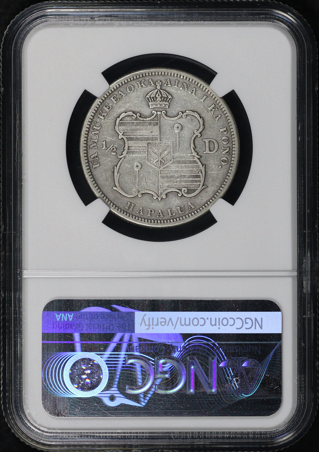 Reverse of this 1883 Hawaii Half Dollar NGC XF Details Cleaned