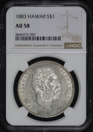 Obverse of this 1883 Hawaii Dollar NGC AU-58