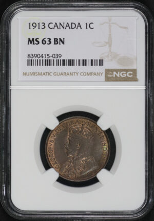 Obverse of this 1913 Canada Cent NGC MS-63 BN