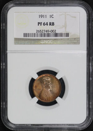 Obverse of this 1911 Lincoln Cent Wheat Reverse NGC PF-64 RB