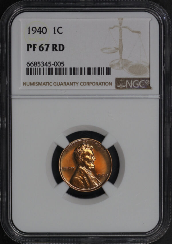 Obverse of this 1940 Lincoln Cent Wheat Reverse NGC PF-67 RD