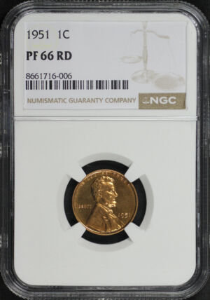 Obverse of this 1951 Lincoln Cent Wheat Reverse NGC PF-66 RD