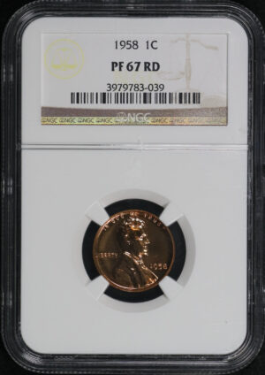 Obverse of this 1958 Lincoln Cent Wheat Reverse NGC PF-67 RD