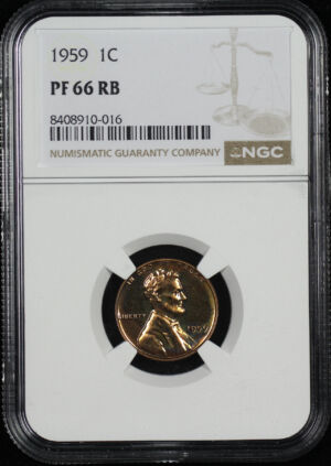Obverse of this 1959 Lincoln Cent Modern NGC PF-66 RB