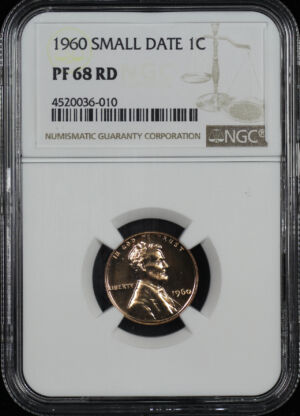 Obverse of this 1960 Lincoln Cent Modern Small Date NGC PF-68 RD