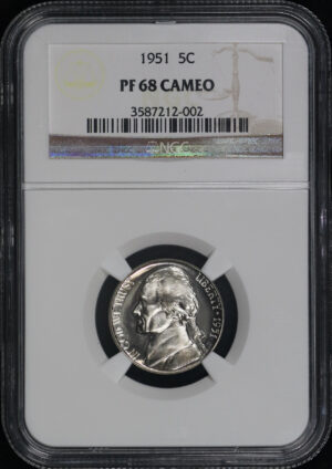 Obverse of this 1951 Jefferson Nickel NGC PF-68 CAM