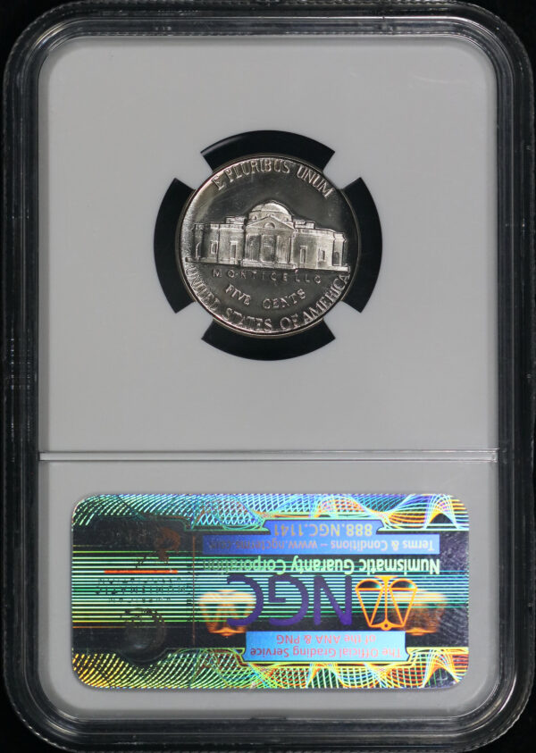 Reverse of this 1951 Jefferson Nickel NGC PF-68 CAM