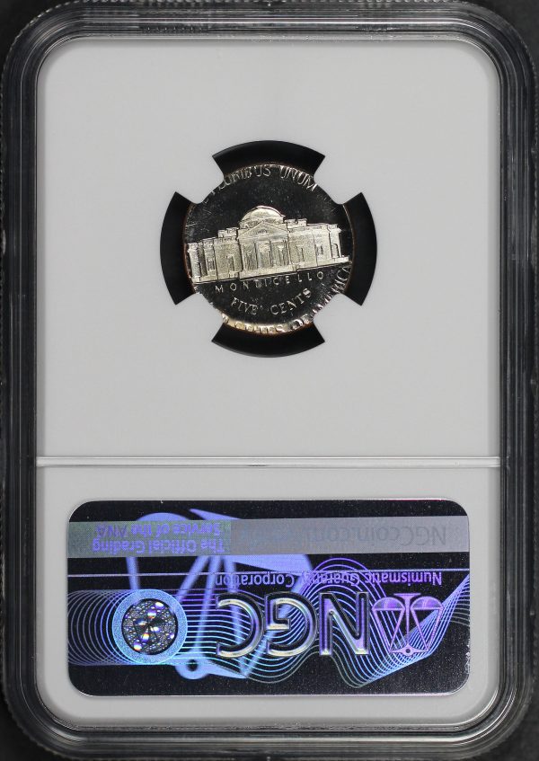 Reverse of this 1977-S Jefferson Nickel NGC PF-69 MINT ERROR Struck On 10c Planchet