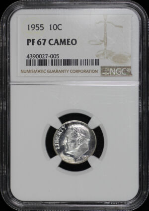 Obverse of this 1955 Roosevelt Dime NGC PF-67 Cameo
