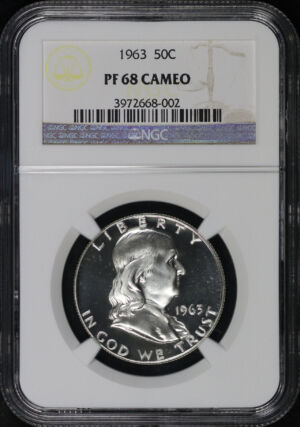 Obverse of this 1963 Franklin Half Dollar NGC PF-68 Cameo