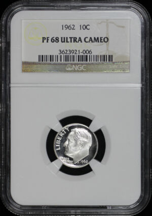 Obverse of this 1962 Roosevelt Dime NGC PF-68 Ultra Cameo