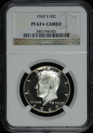 Obverse of this 1969-S Kennedy Half Dollar NGC PF-67★ CAMEO