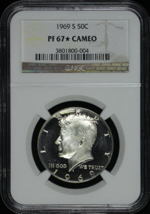 Obverse of this 1969-S Kennedy Half Dollar NGC PF-67★ CAMEO