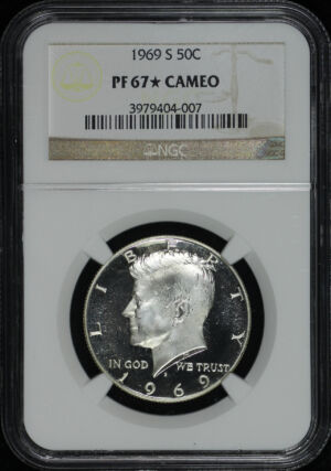 Obverse of this 1969-S Kennedy Half Dollar NGC PF-67★ CAMEO