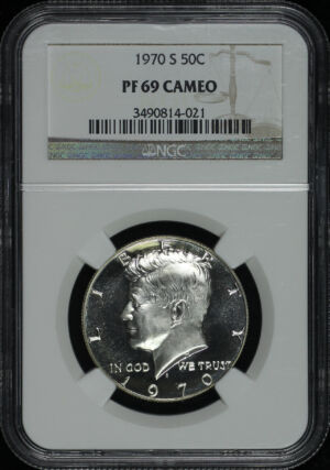 Obverse of this 1970-S Kennedy Half Dollar NGC PF-69 CAMEO