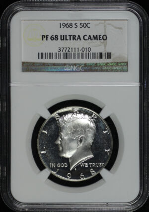 Obverse of this 1968-S Kennedy Half Dollar NGC PF-68 Ultra Cameo