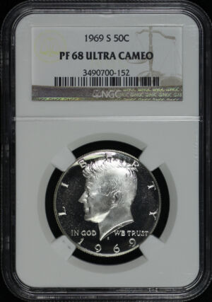 Obverse of this 1969-S Kennedy Half Dollar NGC PF-68 Ultra Cameo