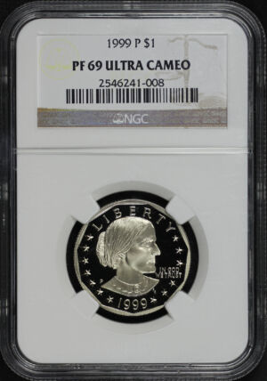 Obverse of this 1999 Susan B. Anthony Dollar NGC PF-69 Ultra Cameo