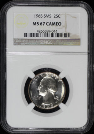 Obverse of this 1965 SMS Washington Quarter NGC MS-67 Cameo