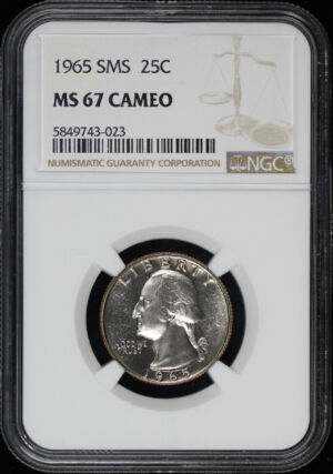 Obverse of this 1965 SMS Washington Quarter NGC MS-67 Cameo