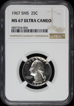 Obverse of this 1967 SMS Washington Quarter NGC MS-67 Ultra Cameo