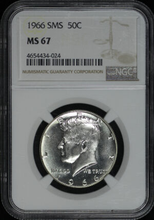 Obverse of this 1966 SMS Kennedy Half Dollar NGC MS-67