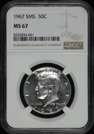 Obverse of this 1967 SMS Kennedy Half Dollar NGC MS-67