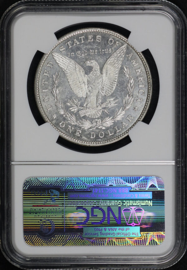 Reverse of this 1878 8TF Top-100 VAM-23 DDO Lips Morgan Dollar NGC MS-62 PL