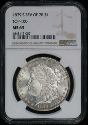 Obverse of this 1879-S Top-100 Morgan Dollar Reverse of 1878 NGC MS-63