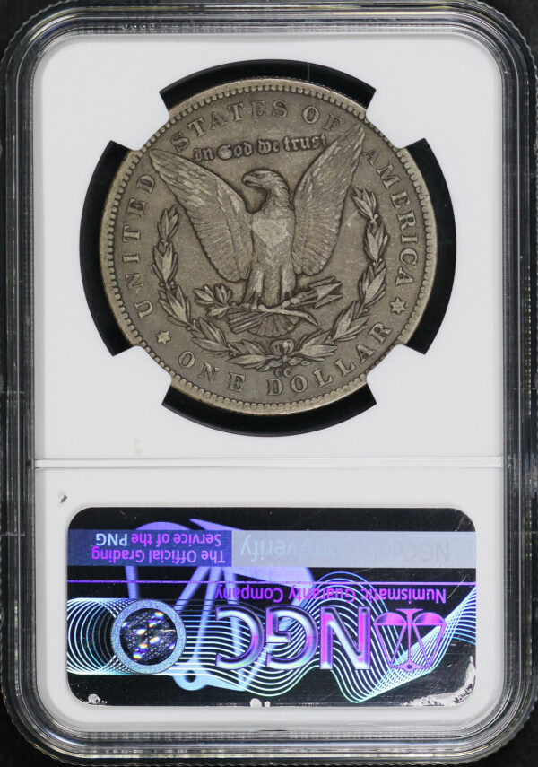 Reverse of this 1879-CC Top-100 Morgan Dollar VAM-3 Capped Die NGC VF-30 