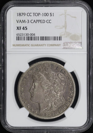 Obverse of this 1879-CC Top-100 VAM-3 Capped Die Morgan Dollar NGC XF-45 