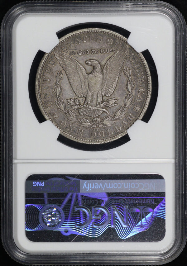 Reverse of this 1879-CC Top-100 VAM-3 Capped Die Morgan Dollar NGC XF-45 