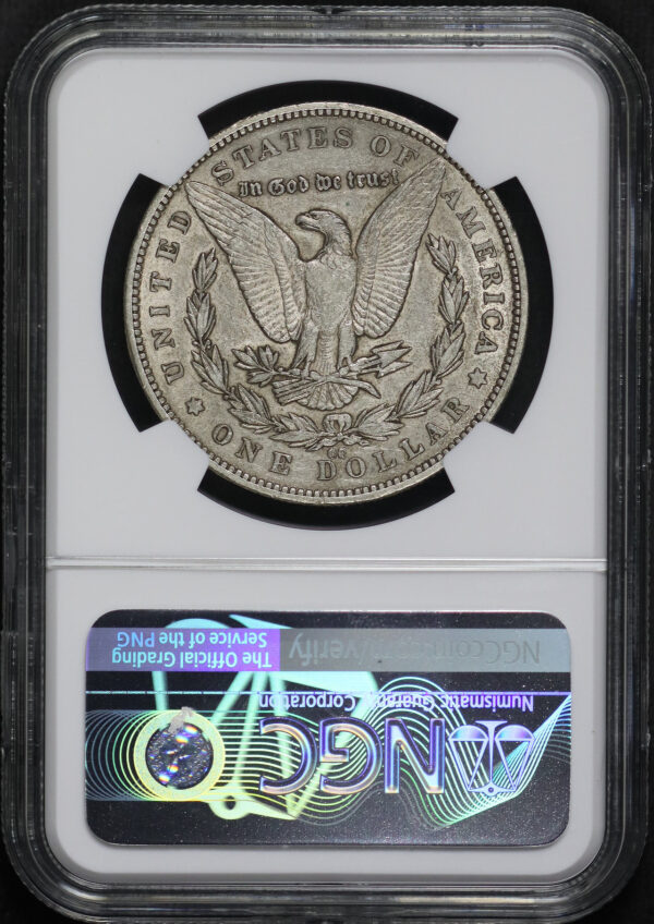 Reverse of this 1879-CC Top-100 Morgan Dollar Capped Die NGC XF-45 VAM 3