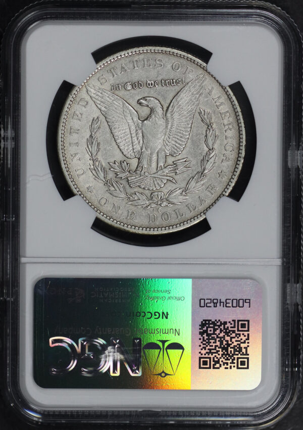 Reverse of this 1879-CC Top-100 Morgan Dollar VAM-3 Capped Die NGC AU-53 