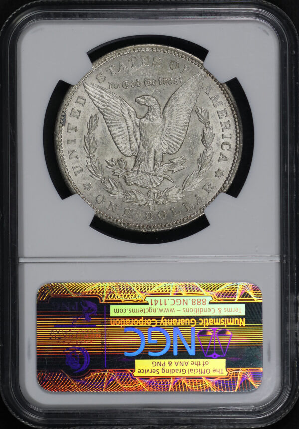 Reverse of this 1879-CC Top-100 Morgan Dollar VAM-3 Capped Die NGC AU-55 