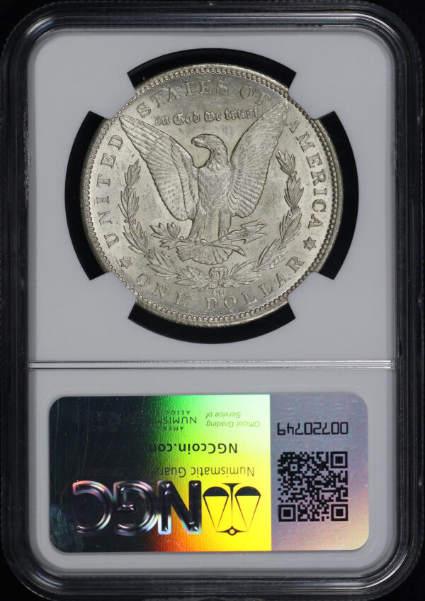 Reverse of this 1879-CC Top-100 Morgan Dollar VAM-3 Capped Die NGC AU-58 
