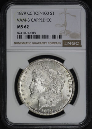 Obverse of this 1879-CC Top-100 VAM-3 Capped Die Morgan Dollar NGC MS-62