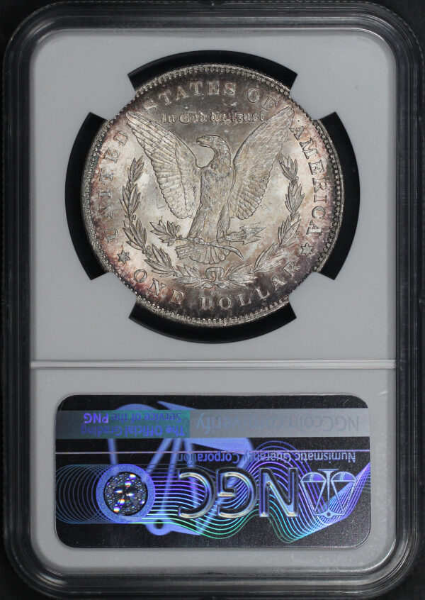 Reverse of this 1880/79-CC Top-100 VAM-4 Reverse of 1878 Morgan Dollar NGC MS-62 Rainbow Toning