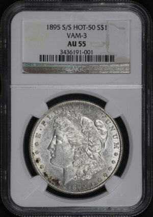 Obverse of this 1895-S/S Hot-50 Morgan Dollar VAM-3 NGC AU-55 